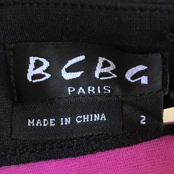 BCBG Paris Womens Sz 2 Purple Black Straps Color Block Body Con Dress - Picture 4 of 7